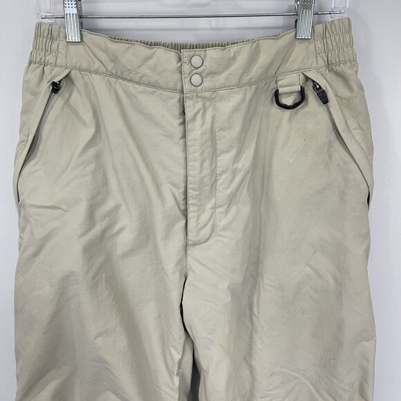 LL Bean Men's Insulated Ski Snow Pants Beige / Black Nylon Sz Medium 30 Inseam - Picture 2 of 15